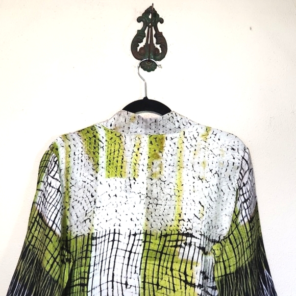 Dressori 100% Silk Art Abstract Design 3/4 Length Sleeves Blouse Size Large EUC - Picture 5 of 9